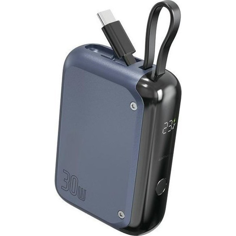 4Smarts Powerbank Powerbank Pocket mit USB-C Cable 10000mAh, stahlblau