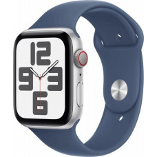 Apple Watch SE GPS + Cellular 44 mm srebrna aluminiowa koperta z dżinsowym paskiem sportowym - M/L