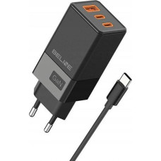 Beline Charger Charger 65W GaN 2xUSB-C + USB-A +USB-C cable Black