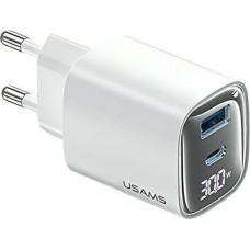 Usams Charging 30W GaN LED USB+USB-C CC229 biały