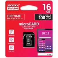 Goodram MicroSDHC 16 GB Class 10 UHS-I/U1 card (M1AA-0160R12)