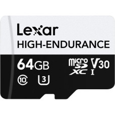 Lexar High-Endurance MicroSDXC 64 GB Class 10 UHS-I/U3 V30 card (LMSHGED064G-BCNNG)