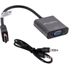 Lanberg Adapter AV Lanberg HDMI - D-Sub (VGA) + Jack 3.5mm czarny (AD-0017-BK)