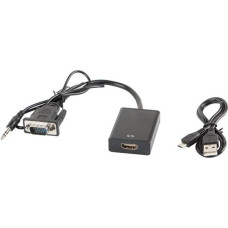 Lanberg Adapter AV Lanberg HDMI - D-Sub (VGA) + Jack 3.5mm czarny (AD-0021-BK)
