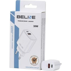 Beline 30W GaN USB-C + USB-A mains charger, white