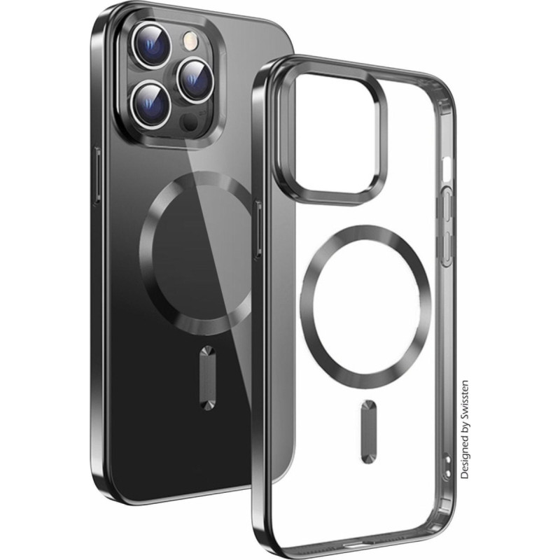 Swissten Clear Jelly Magstick Metallic for iPhone 15 Plus Black