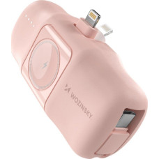 Wozinsky Mini powerbank WF16-YLS 5000mAh 15W Lightning with built-in USB-C cable and charger for Apple Watch - pink