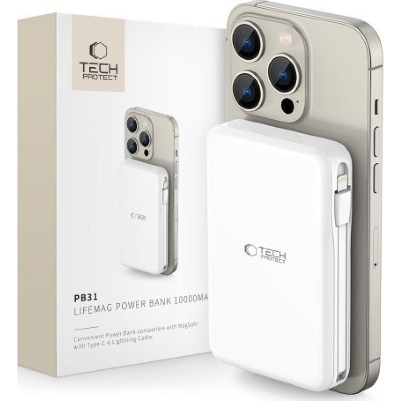Tech-Protect Powerbank PB31 LIFEMAG MAGSAFE POWER BANK 10000MAH WHITE