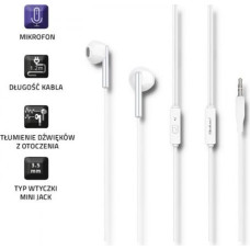 Qoltec In-ear headphone + microphone, white