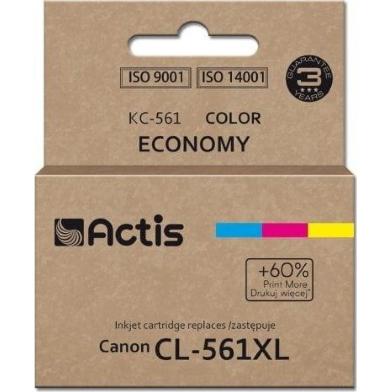 Actis KC-561 Ink (Canon CL-561XL replacement; Supreme; 18 ml; blue, purple, yellow). Prints 60% more than OEM.