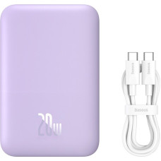 Baseus Powerbank OS- Magnetic Mini Air Wireless Fast Charge Power Bank 6000mAh 20W Nebula Purple（With Simple Series Charging Cable Type-C to Type-C (20V/3A) 30cm White)