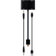 Gembird Adapter AV Gembird HDMI - HDMI + D-Sub (VGA) + Jack 3.5mm czarny (A-HDMIM-HDMIFVGAF-01)