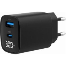 Gembird GaN Charger USB-A USB-C LCD 30W PD QC3.0 czarny