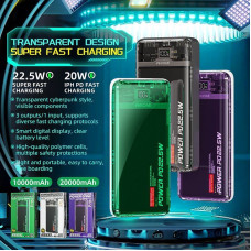 Wekome Powerbank WP-353 Vanguard Series - Power bank 10000 mAh PD 20W + QC 22.5W (Green / Transparent)