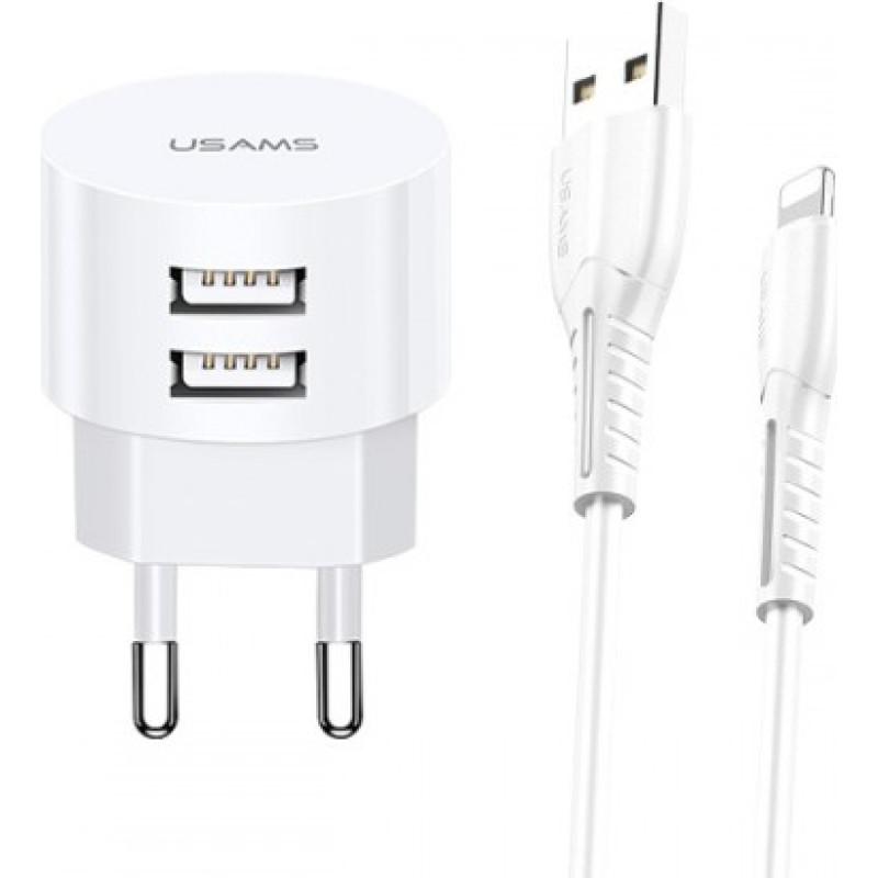 Usams Charger T20 2xUSB 2,1A Lightning