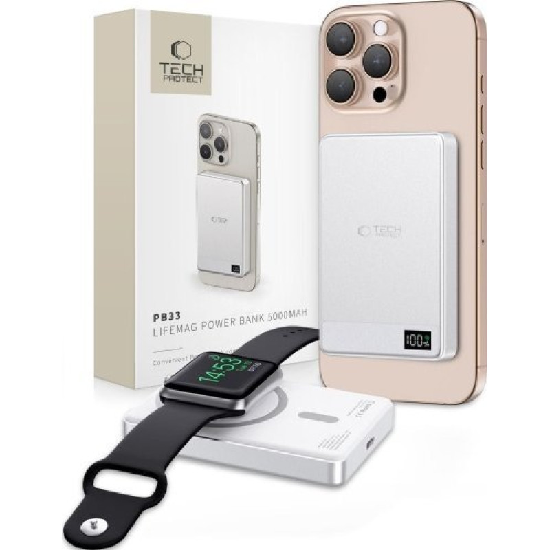 Tech-Protect Powerbank PB33 LIFEMAG MAGSAFE POWER BANK 5000MAH SILVER