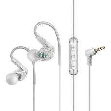 Mee Audio M6-R3 Sportowe słuchawki dokanałowe z pilotem, IPX5 - Clear