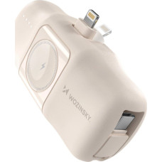 Wozinsky Mini powerbank WF16-YLS 5000mAh 15W Lightning with built-in USB-C cable and charger for Apple Watch - beige
