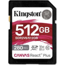 Kingston Canvas React Plus SDXC 512GB Class 10 UHS-II/U3 V60 card (SDR2V6/512GB)
