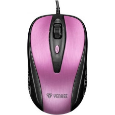 Yenkee Mysz przewodowa USB, 4 przyciski, optyczna, symetryczna, Optic 2400DPI, różowa