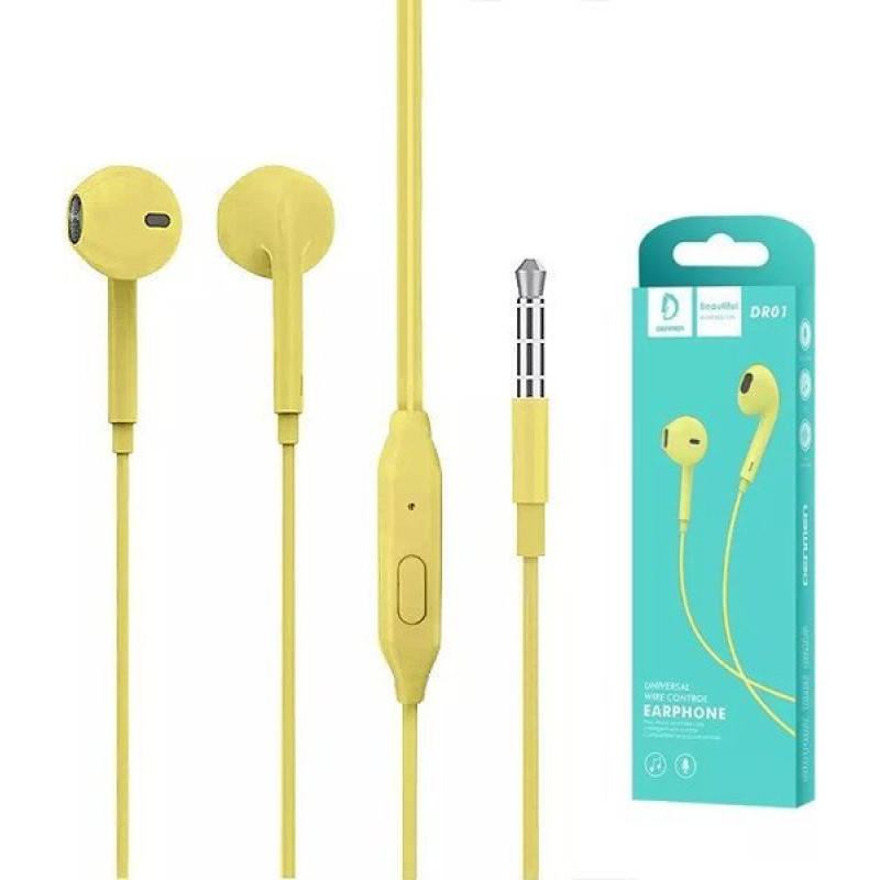 Vega HEADPHONES UNIVERSAL DENMEN JACK 3.5 INCH YELLOW DR01>.