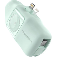 Wozinsky Mini powerbank WF16-YLS 5000mAh 15W Lightning with built-in USB-C cable and charger for Apple Watch - green