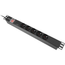 Lanberg PDU rack power strip 19 inch 1U 16A 5x230V 2m black