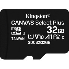 Kingston Karta Kingston Canvas Select Plus MicroSDHC 32 GB Class 10 UHS-I/U1 A1 V10 (SDCS2/32GB)