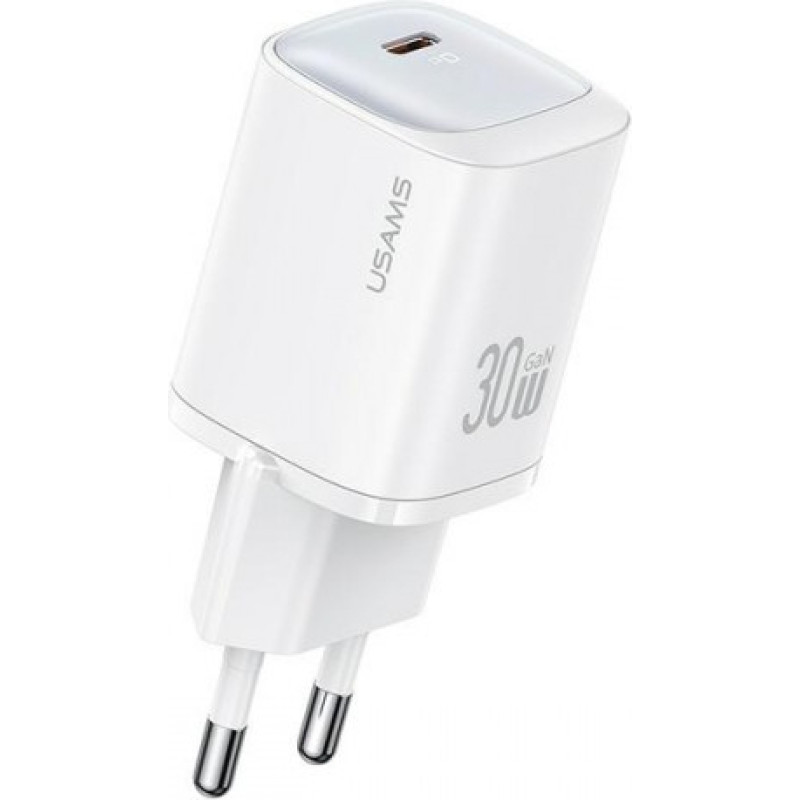 Usams Charging 30W GaN USB-C Fast Charging Biały