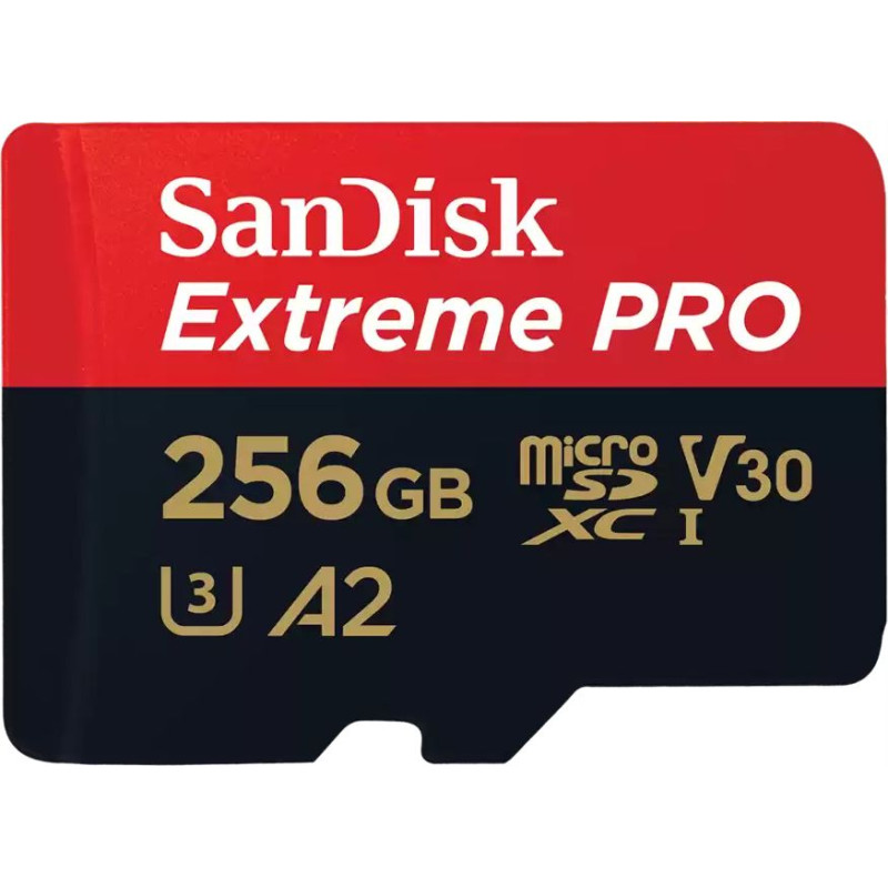 Sandisk Extreme PRO MicroSDXC 256 GB Class 10 UHS-I/U3 A2 V30 card (SDSQXCD-256G-GN6MA)
