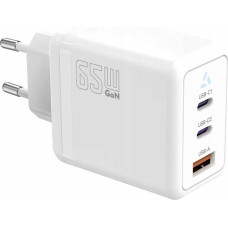 Ładowarka TB 2x USB C + USB A Power Delivery biała, GaN 65W