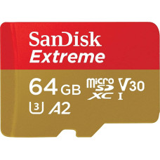 Sandisk Karta SanDisk Extreme MicroSDXC 64 GB Class 10 UHS-I/U3 A2 V30 (SDSQXAH-064G-GN6MA)