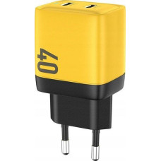 Wekome Super Fast Charger 2x USB-C Super Fast Charger GaN 40W Yellow