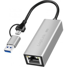 Adapter Logilink USB-A/-C do 2,5G Ethernet, szary