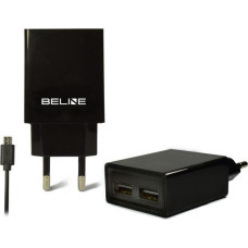 Beline Travel charger 2xUSB + microUSB 2A black