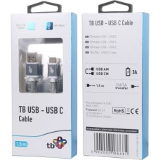 Kabel TB USB - USB C 1,5 m szara taśma premium
