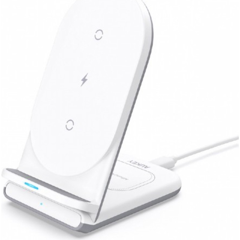 Aukey LC-A2 White Wireless Charger 2in1 USB-C