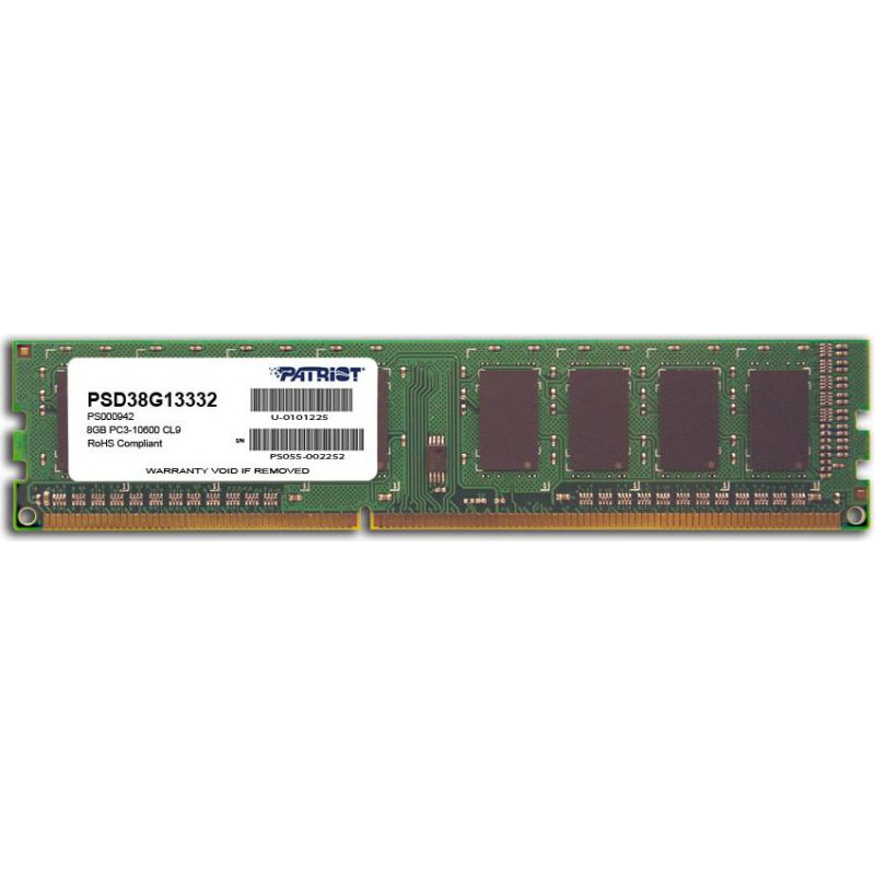 Patriot Signature Memory, DDR3, 8 GB, 1333MHz, CL9 (PSD38G13332)