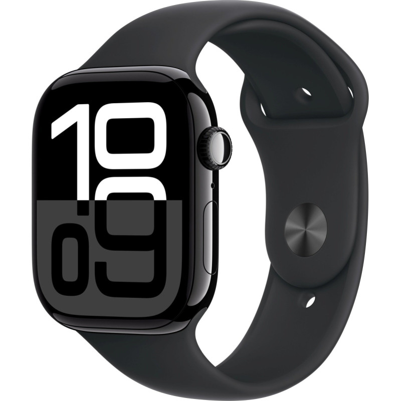 Apple Watch Series 10 GPS + Cellular 42 mm Jet Black Aluminium Case with Black Sport Band - S/M