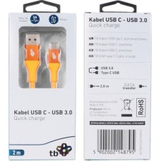 TB Cable USB 3.0 - USB C 2m PREMIUM 3A orange TPE