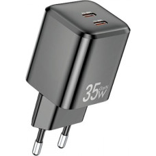 Ładowarka Awei GaN 35W 2xUSB-C czarna PD65-EU
