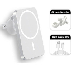 1Stcool Charger bezdrátová QI nabíječka 15W, magnetická, do auta, MagSafe kompatibilní, bílá