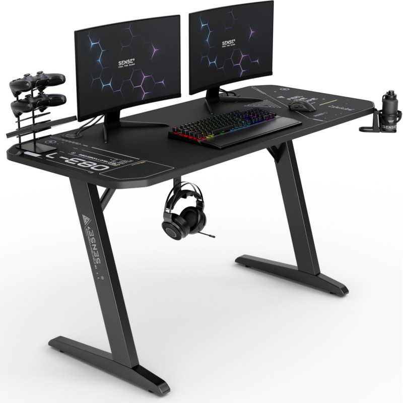 Sense7 Nomad Cybernetic Black desk 140 cmx60 cm 140x60 cm
