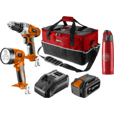 Graphite Power Tool Set Battery-powered tool set, 04-600-M4K, drill/flashlight/battery/charger/terminal/ bag, 18V, 6 items, Neo Tools