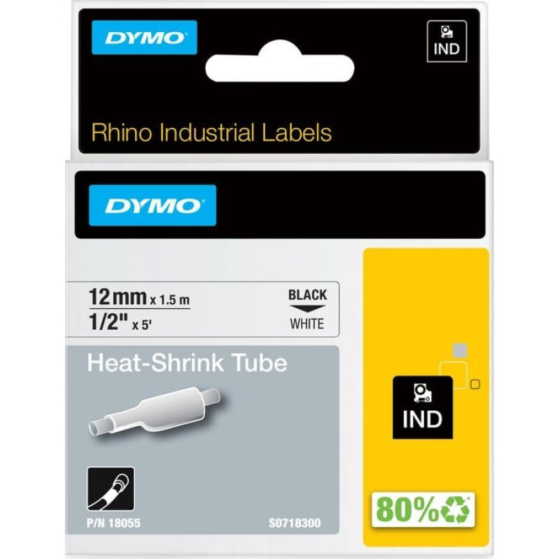 Dymo Label printer shrink tube white 12mm x 1.5m (18055)