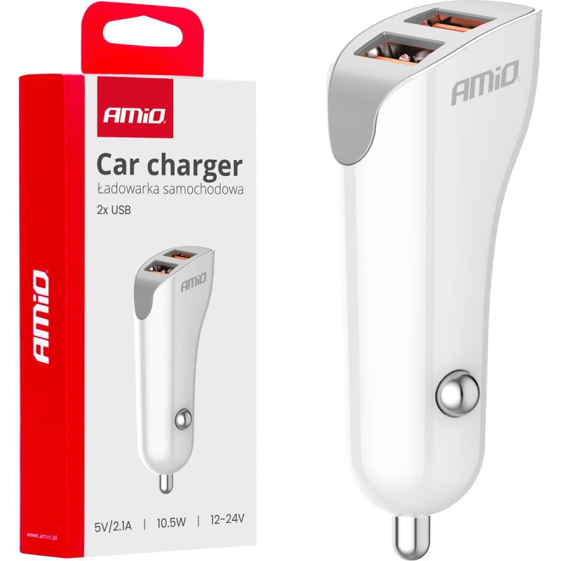 Amio Charger Car charger 2x usb-a 2.1a -03874