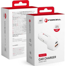 Forcell CARBON car charger Type C 3.0 PD20W + USB QC3.0 18W 5A CC50-1A1C white (Total 38W)