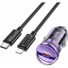 Hoco Type C car charger + Type C to Lightning PD QC3.0 30W cable Z53 purple