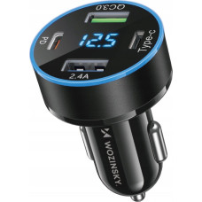 Wozinsky WDCCB car charger with display 50W 2xUSB-C / 2xUSB-A - black