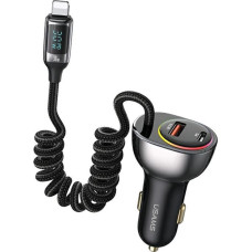 Usams Car Charger US-CC193 1xUSB-A 18W+1xUSB-C 30W + Ligtning 30W PD+QC Fast Charge cable black/black